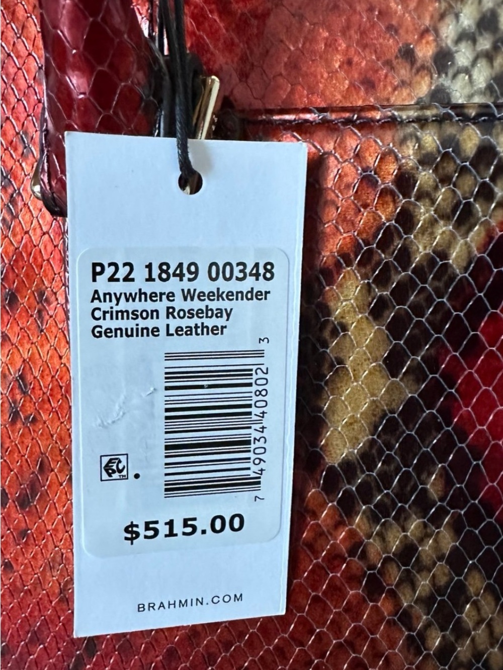 Brahmin anywhere weekender crimson rosebay genuine Leather - Picture 3 of 8